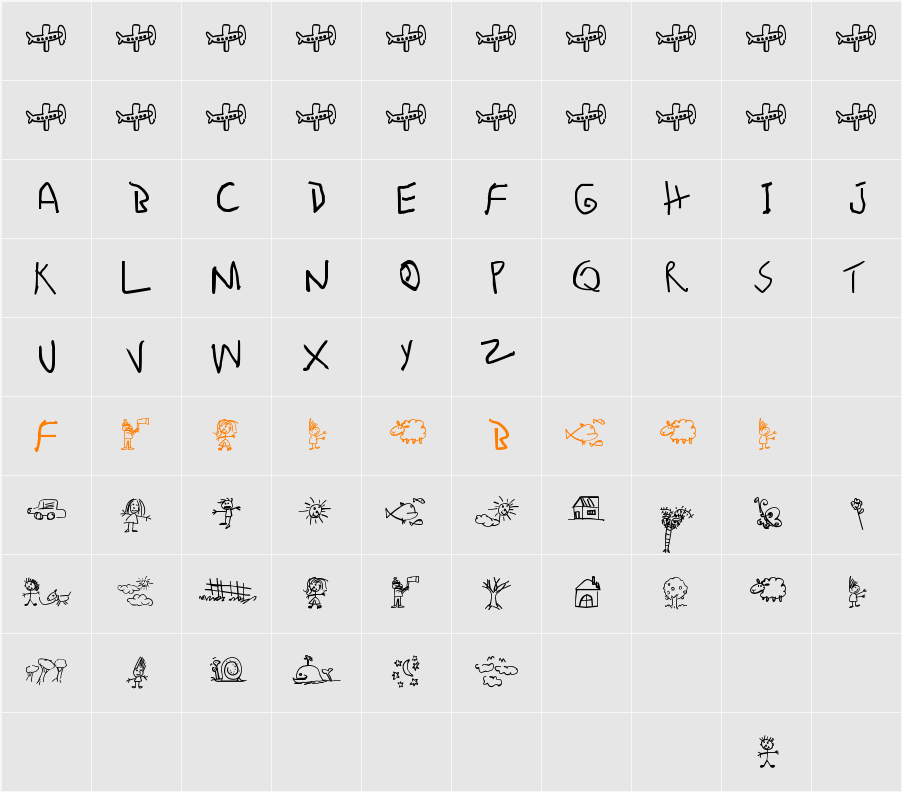 kidS Written Character Map