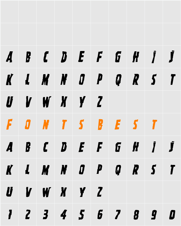 Ghoulish Intent Mangled Italic Character Map