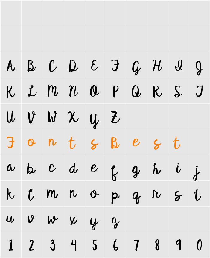 KG Satisfied Script Character Map