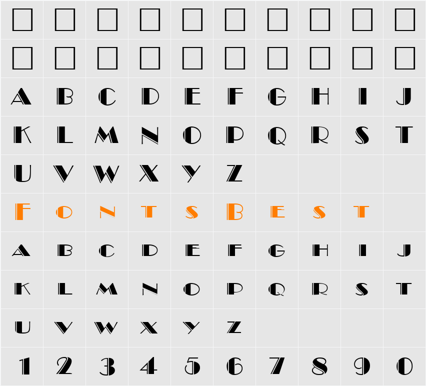 BroadwayDeko DB Character Map