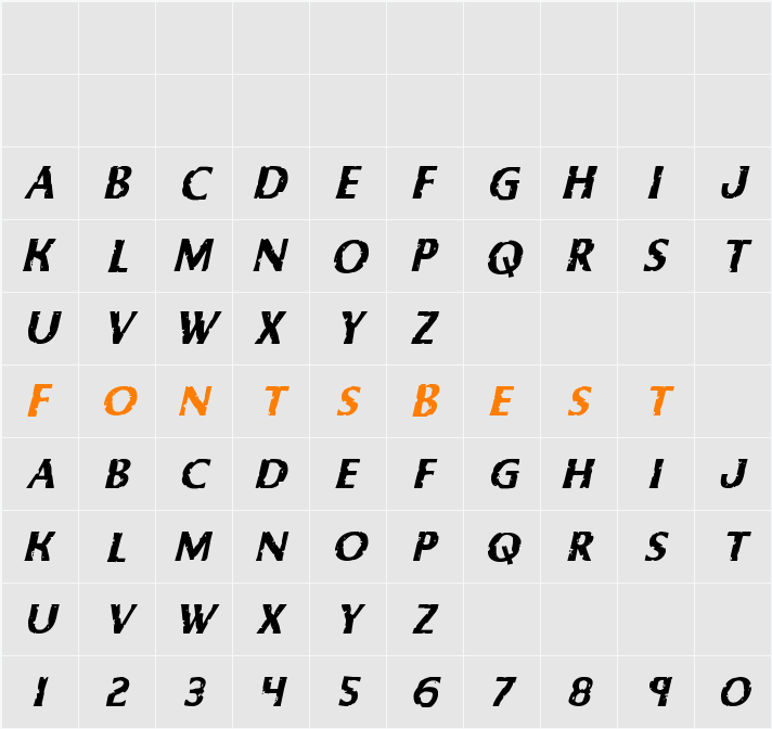 Body Swipers Italic Character Map