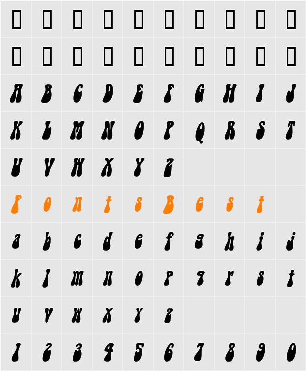Groovy-Condensed Character Map