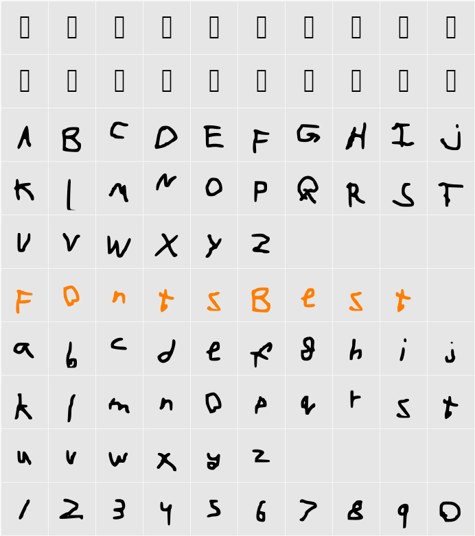 cartoonfont Character Map
