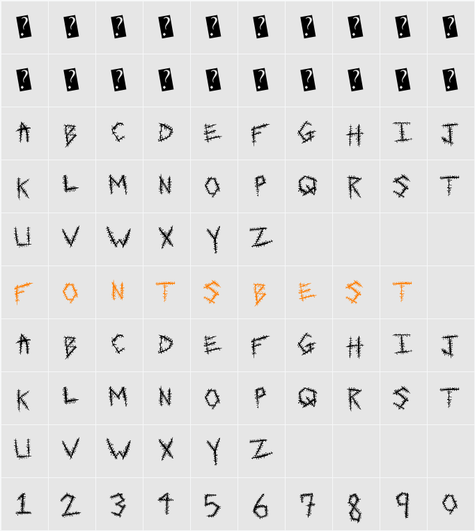 SewnTight Character Map