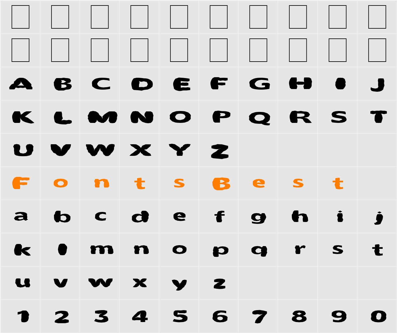 FZ BASIC 55 MANGLED EX Character Map