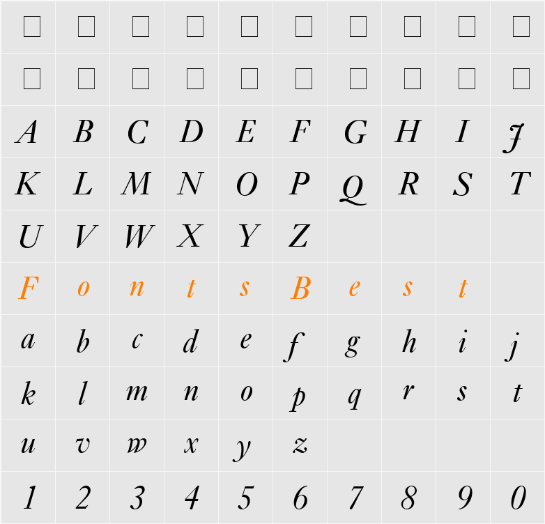 Ehrhardt MT Character Map