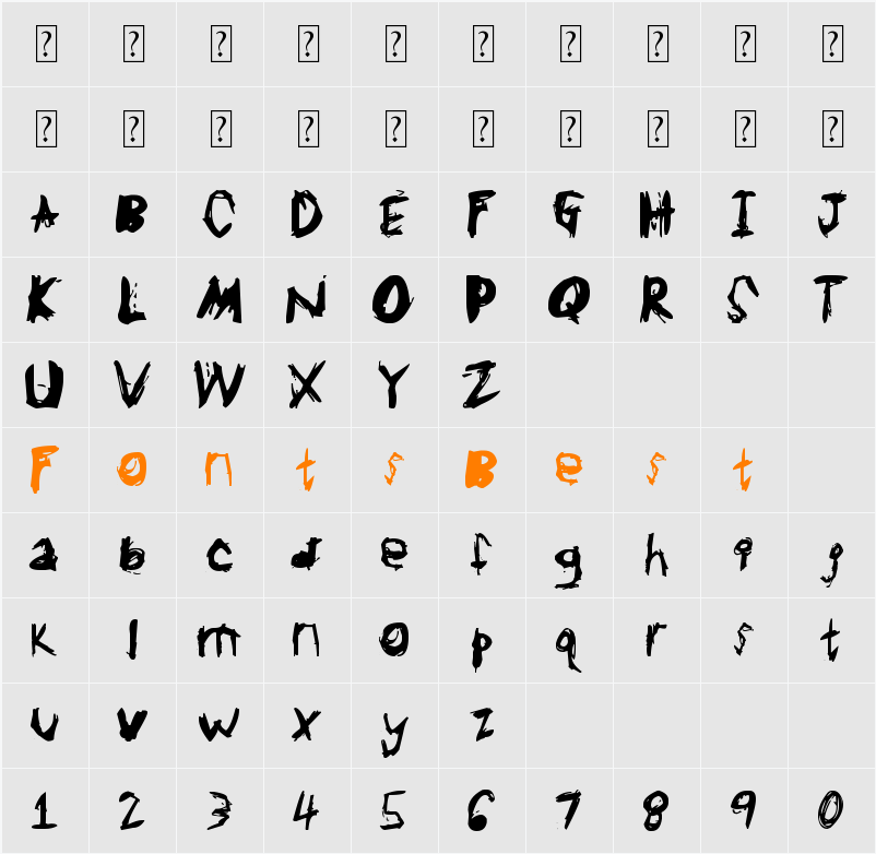 GL Scratchy Character Map