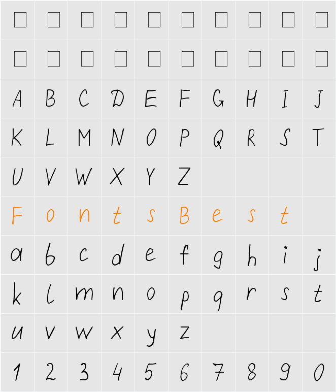 Repivmanusc Character Map