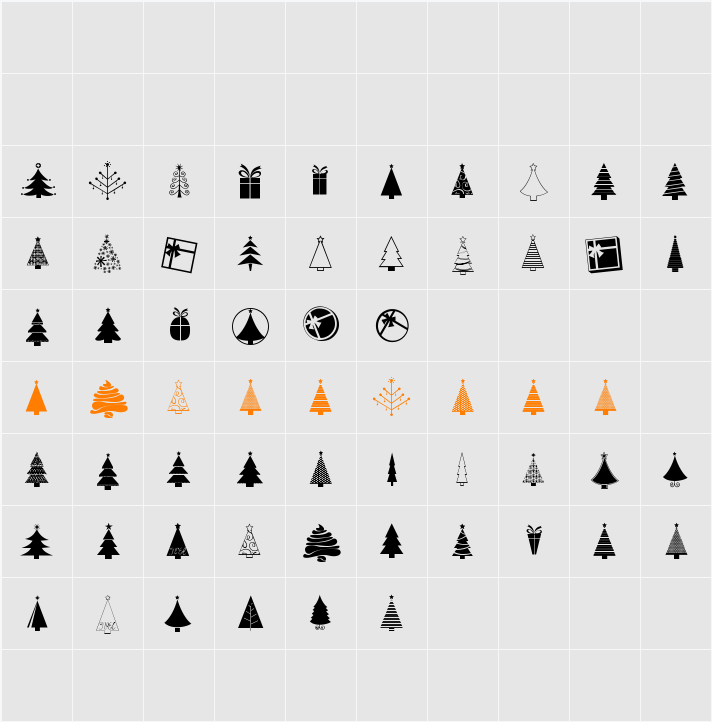 KG Christmas Trees Character Map