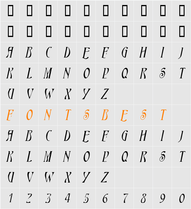HardinCaps Character Map