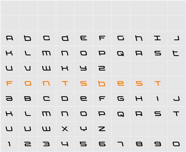 Nextwave Leftalic Character Map