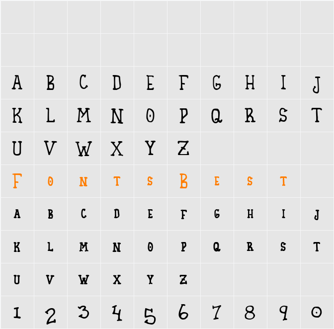 Homespun Small Caps Character Map