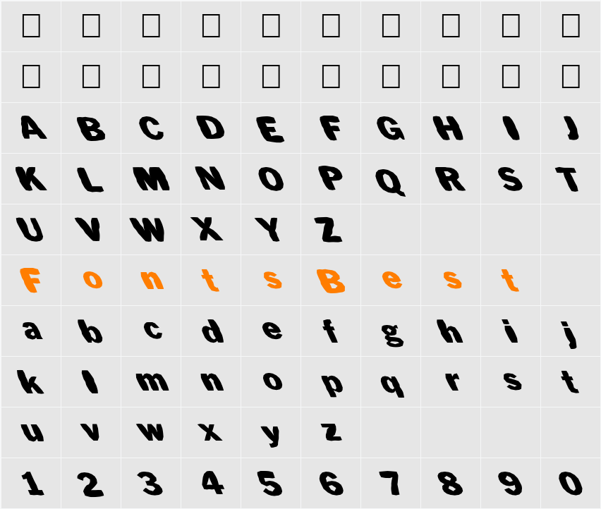 FZ BASIC 56 MANGLED LEFTY Character Map