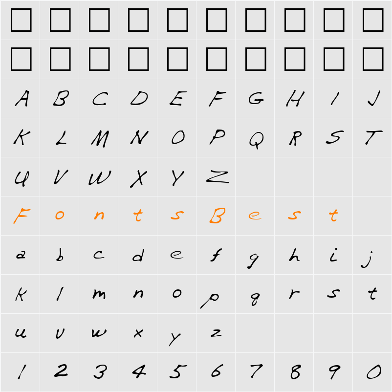 LEHN282 Character Map