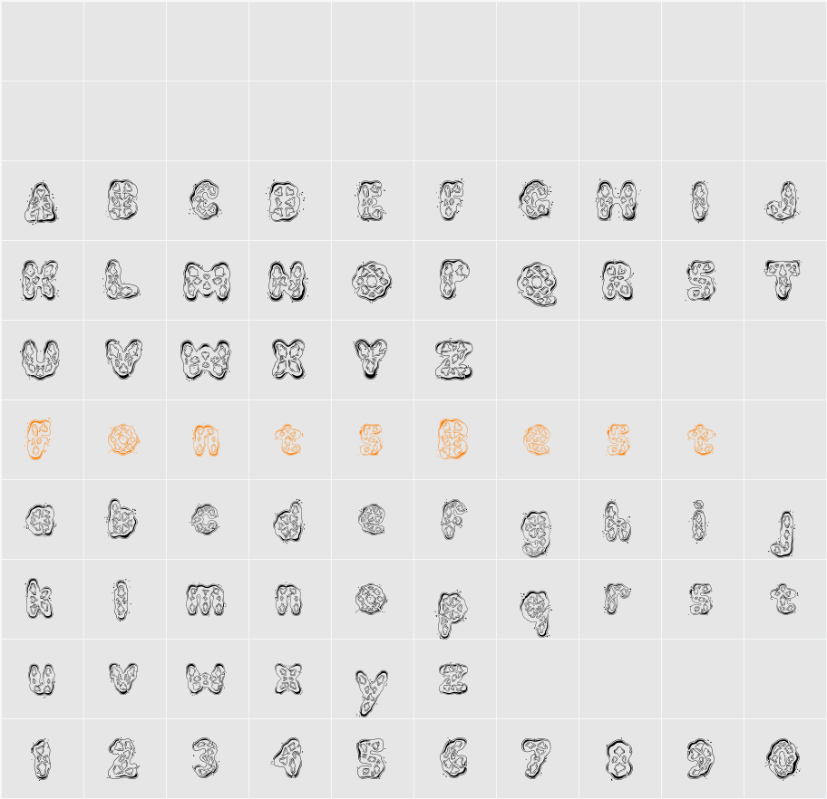 Kembang Goyang Character Map