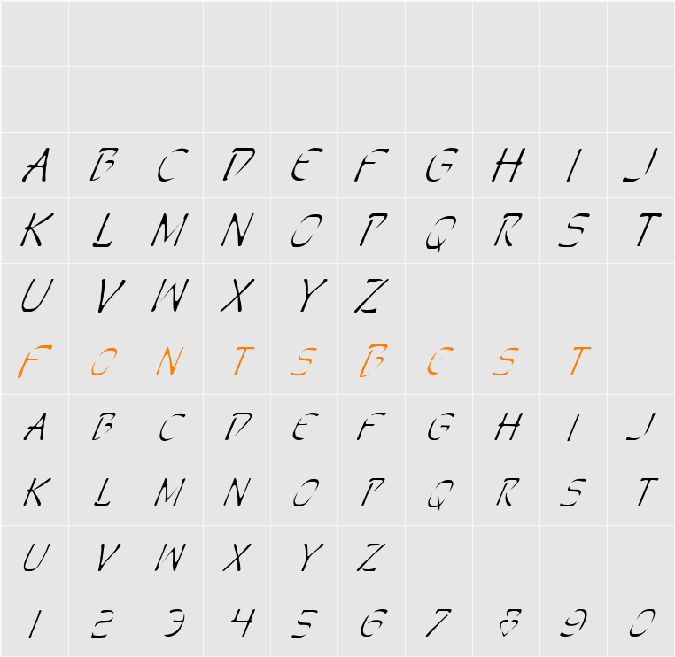 Perdition Italic Character Map