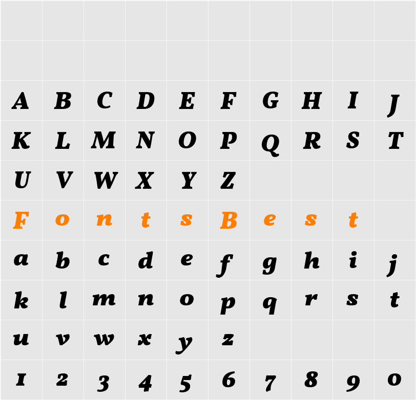 Vollkorn Bold Italic Character Map