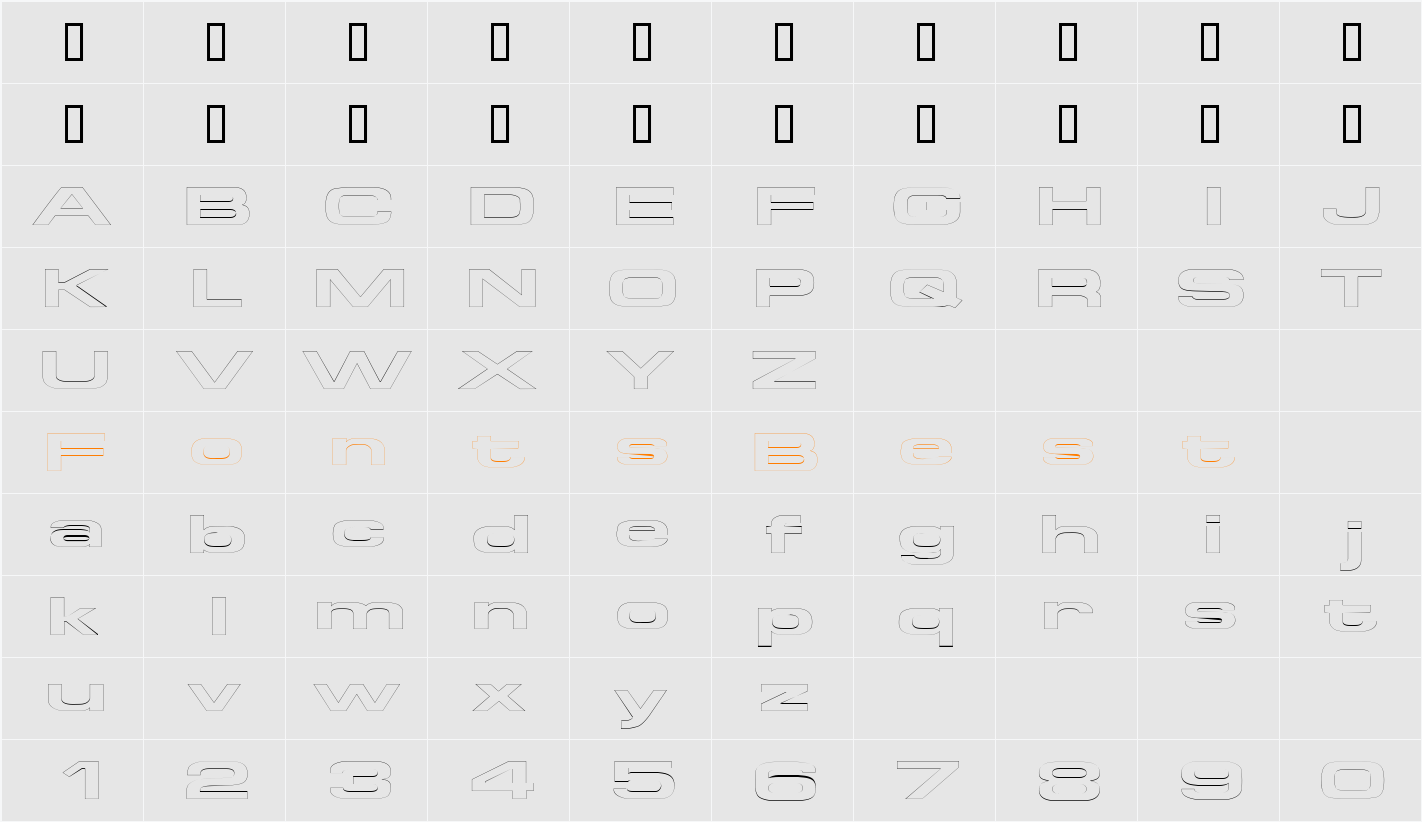 SupertouchOutline Character Map