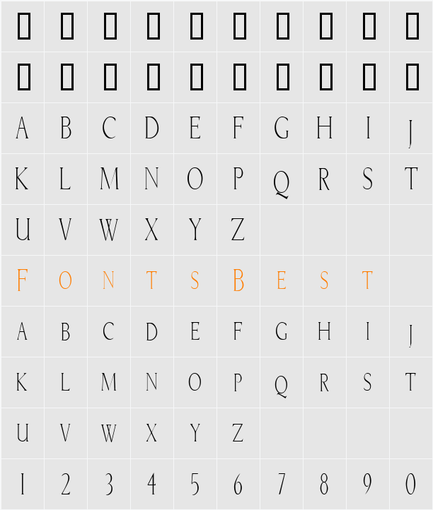 BriceCondensed Character Map