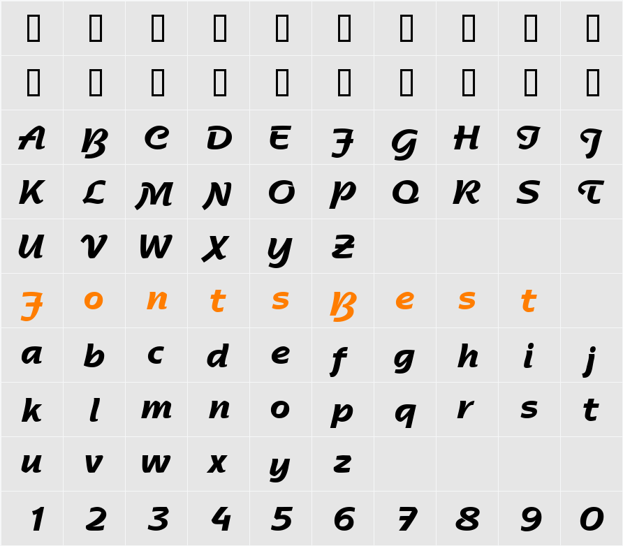 SentimentalScriptSSK Character Map