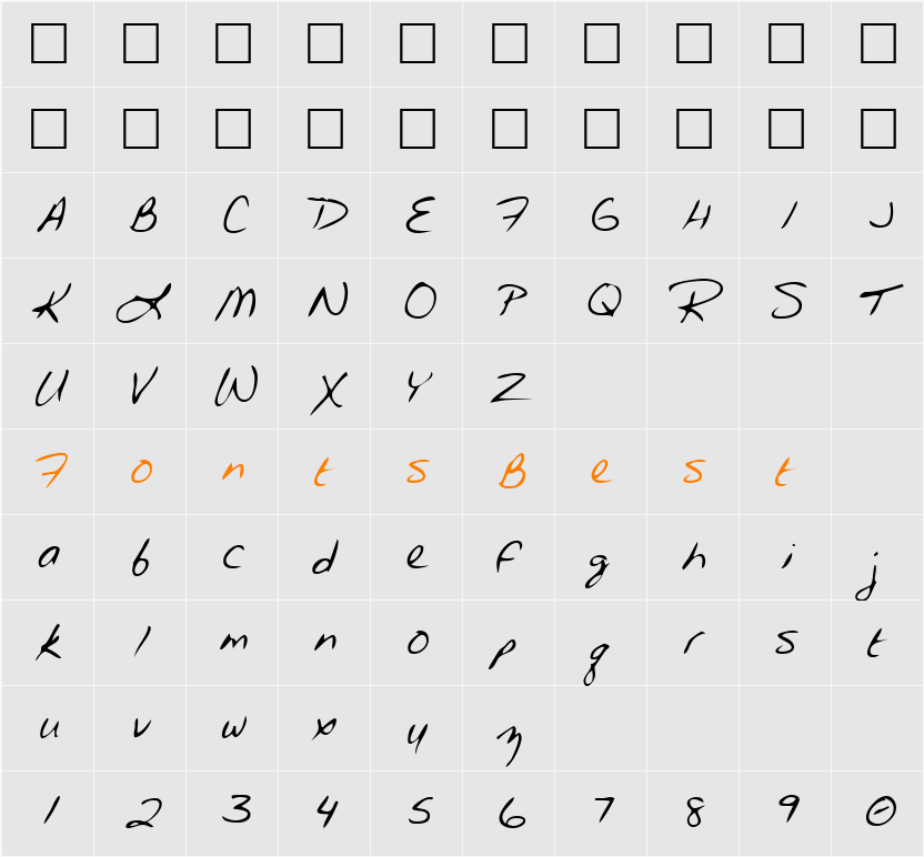 MarciesHand Character Map