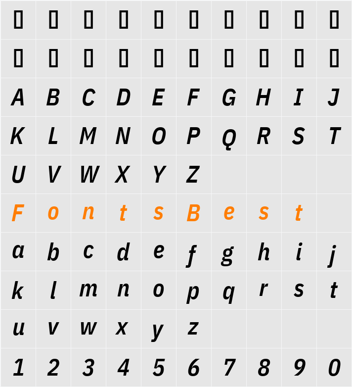 IBM Plex Sans Cond SmBld Character Map