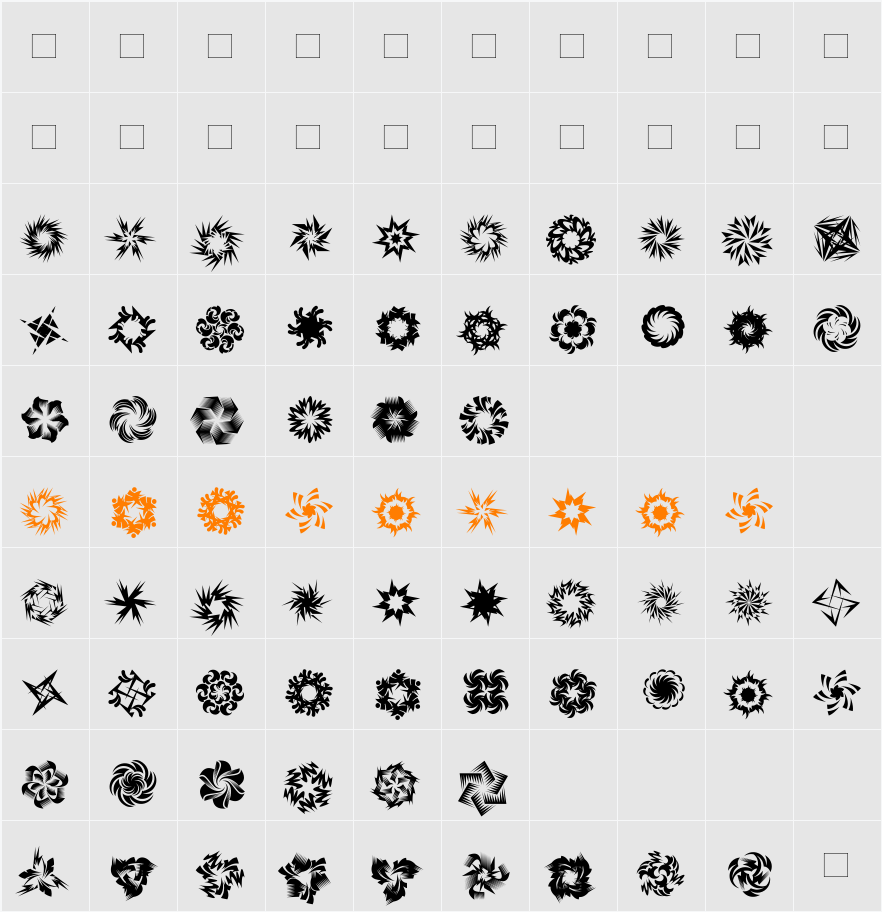WhirligigOne Character Map