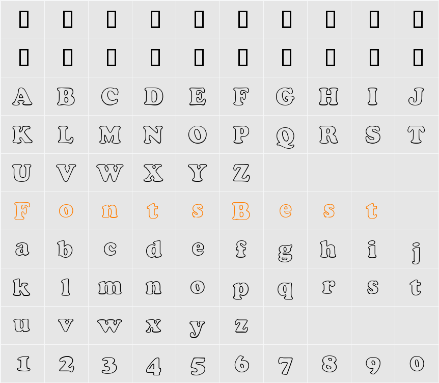 CocosOutlineDB Character Map
