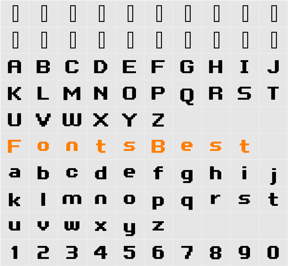 FFF Business Bold Extended Character Map
