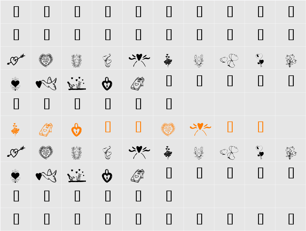 KR With Heart Character Map