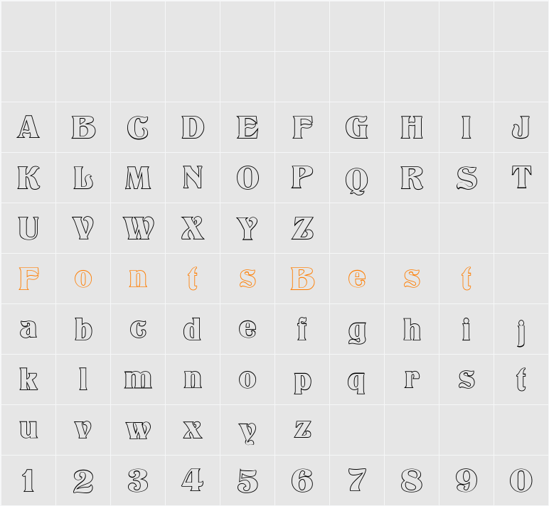 Titania Outline Character Map