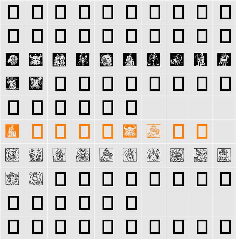 Zodiac03 Character Map