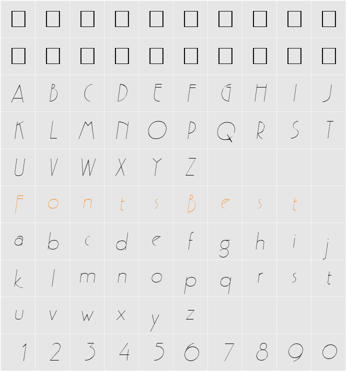 PergamonItalic Character Map