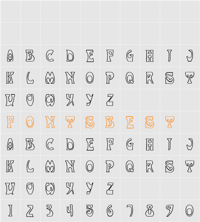 NouveauUneOutline Character Map