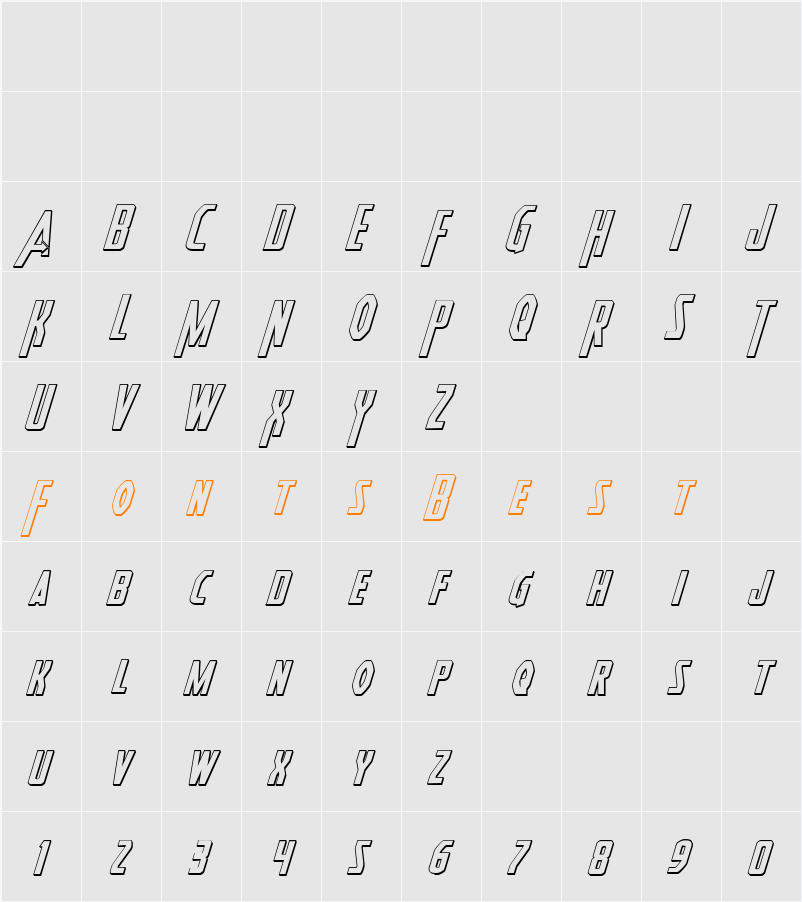 Heroes Assemble 3D Italic Character Map
