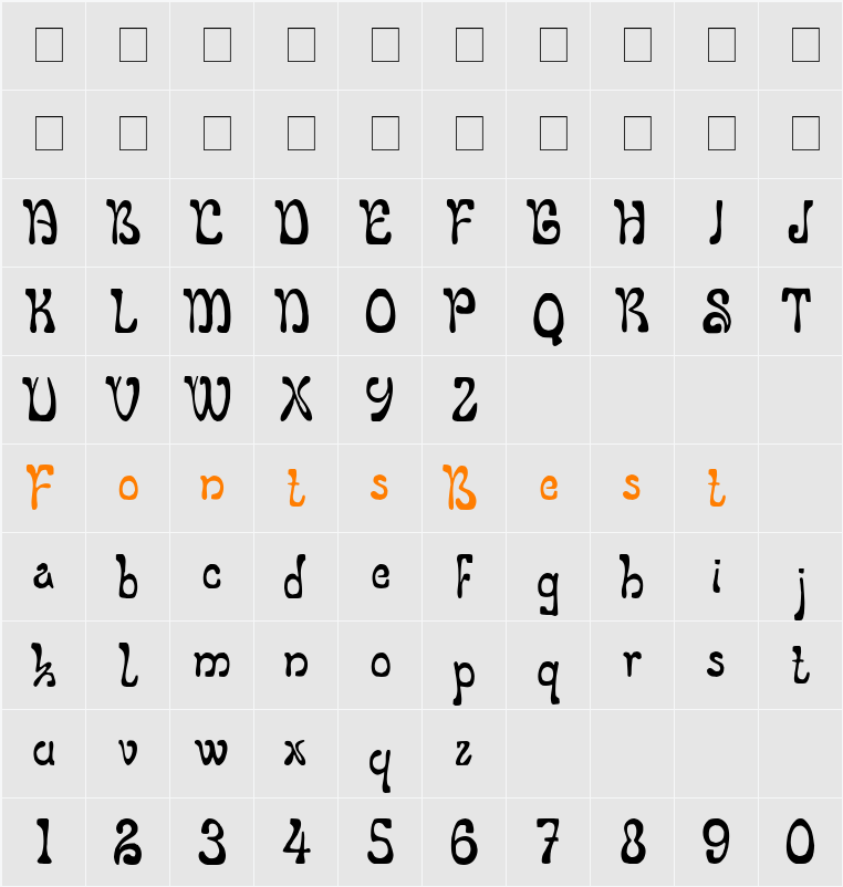 LeGolf Character Map