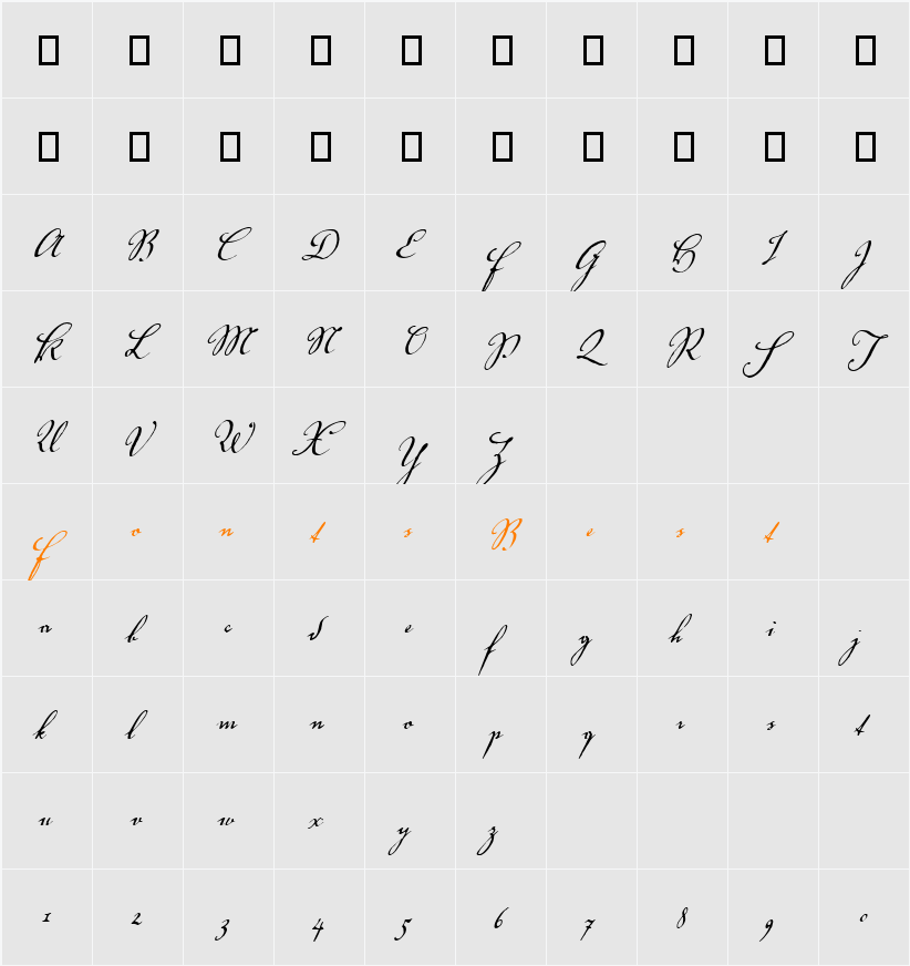 VolutaScript Character Map