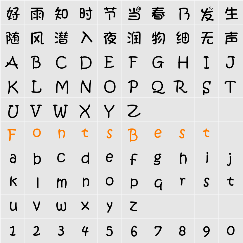 kitty原始猫咪中文智能手机字体 Character Map