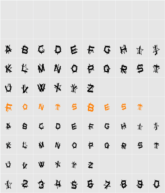 SF Star Dust Condensed Character Map
