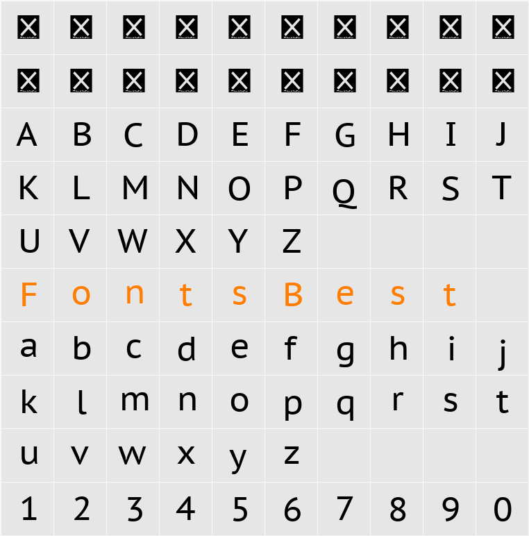PT Sans Caption Character Map