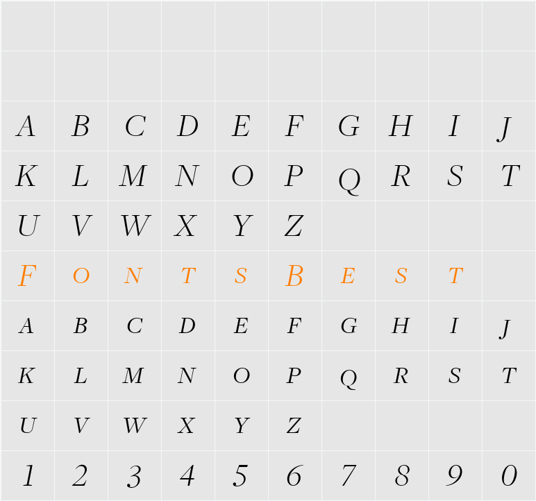 FreightDispLightItalicSC Character Map