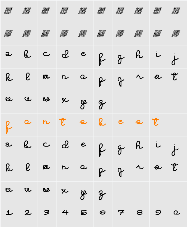 ExtraHighs Character Map