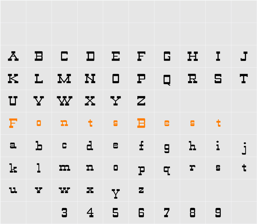 WildWest-Normal Wd Character Map