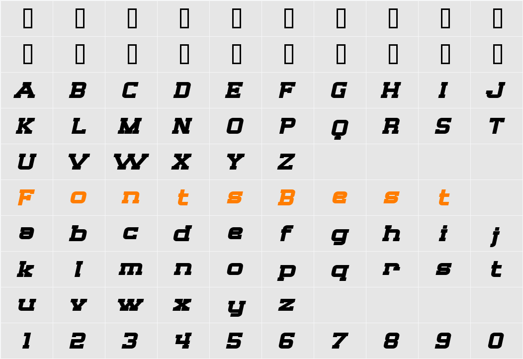 SF Big Whiskey Extended Character Map