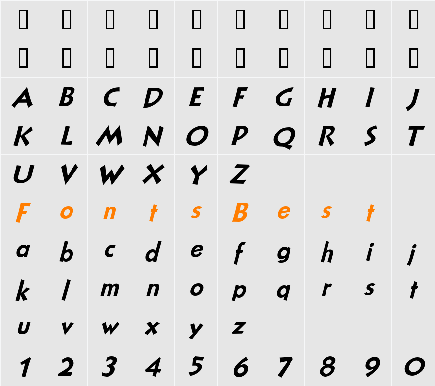 NuevoLitho Character Map