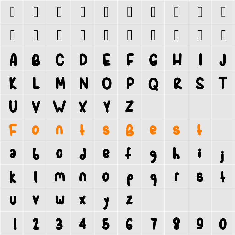 SporkBold Character Map
