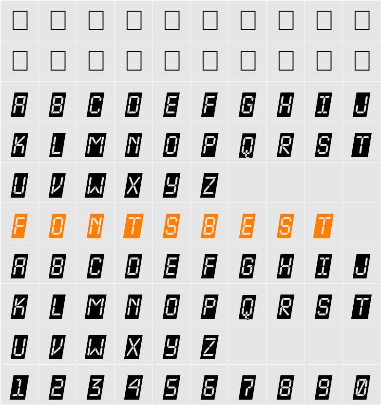 a_LCDNovaCmObl Character Map