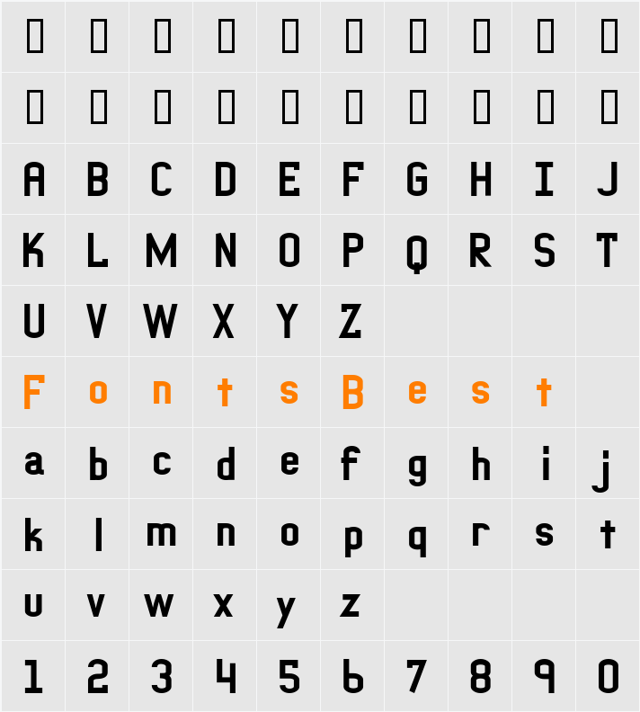 PeterPierreXBold Character Map