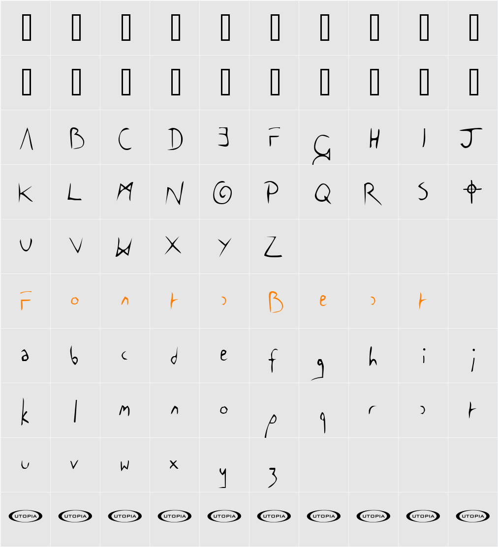 The Cowboy Font Character Map