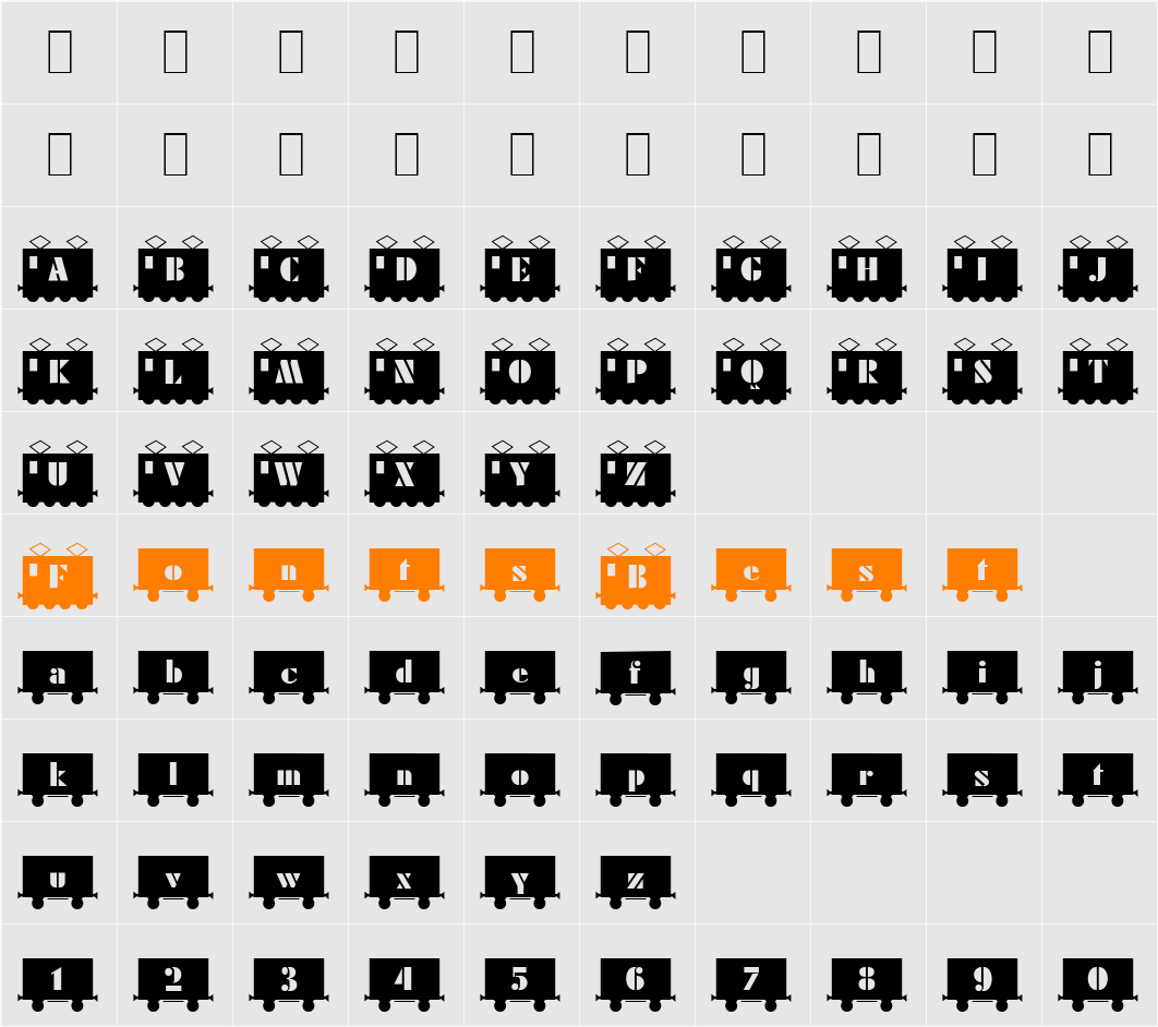 TrainBlack Becker Character Map